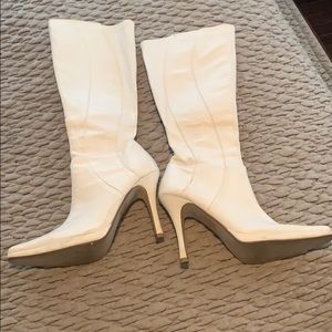 White disco style boots